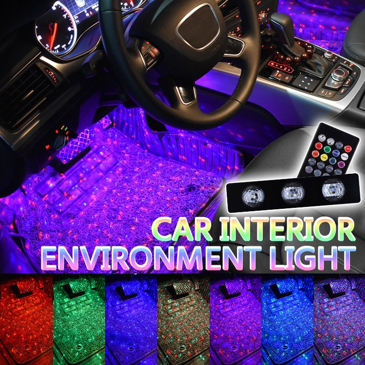 Lumières d'ambiance intérieures pour voiture (Contient 4 barres lumineuses)